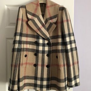 Burberry camel check peacoat size 12
